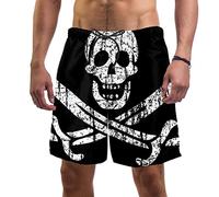 JDEZ Costume da Bagno da Uomo Bandiera Pirata Jolly Roger Pantaloncini da Surf da Spiaggia Costumi
