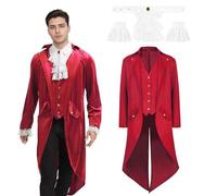 JDFAIJEAL Giacca da uomo in stile gotico e steampunk, stile medievale e vittoriano, costume per Halloween, Carnevale, Fasching (Rosso, XL)