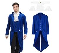 JDFAIJEAL - Giacca frack gotica steampunk da uomo, in stile medievale e vittoriano, costume per Halloween e carnevale (blu, XXXL)