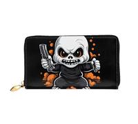 JDFHGNU Angry Kids Pattern, portafoglio da donna, portafoglio lungo pochette, portafoglio porta carte di credito, portamonete da viaggio, nero, taglia unica, Nero , Taglia unica