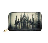 JDFHGNU Antico scheletro castello modello, portafoglio da donna, portafoglio lungo pochette, portafoglio porta carte di credito, portamonete da viaggio, nero, taglia unica, Nero , Taglia unica