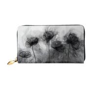 JDFHGNU Black Ink Lotus Pattern, portafoglio da donna, portafoglio lungo, porta carte di credito, portamonete da viaggio, nero, taglia unica, Nero , Taglia unica
