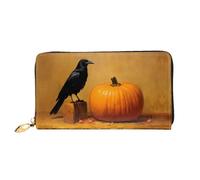 JDFHGNU Blackbird Pumpkin Pattern, portafoglio da donna, portafoglio lungo pochette, portafoglio porta carte di credito, portamonete da viaggio, nero, taglia unica, Nero , Taglia unica