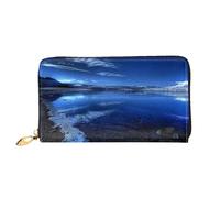 JDFHGNU Blue Lake Pattern, portafoglio da donna, portafoglio lungo pochette, portafoglio porta carte di credito, portamonete da viaggio, nero, taglia unica, Nero , Taglia unica
