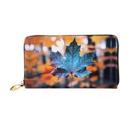 JDFHGNU Blue Maple Leaves Pattern, portafoglio da donna, portafoglio lungo, porta carte di credito, portamonete da viaggio, nero, taglia unica, Nero , Taglia unica