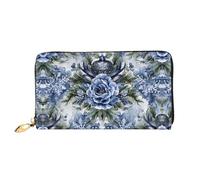 JDFHGNU Blue Snow and Flowers Pattern, portafoglio da donna, portafoglio lungo pochette, portafoglio porta carte di credito, portamonete da viaggio, nero, taglia unica, Nero , Taglia unica