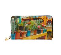 JDFHGNU Cactus Collection Pattern, portafoglio da donna, portafoglio lungo pochette, portafoglio porta carte di credito, portamonete da viaggio, nero, taglia unica, Nero , Taglia unica