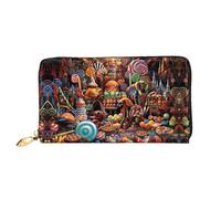 JDFHGNU Candy Castle Pattern, portafoglio da donna, portafoglio lungo pochette, portafoglio porta carte di credito, portamonete da viaggio, nero, taglia unica, Nero , Taglia unica