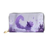 JDFHGNU Cartone animato coda lunga gatto modello, portafoglio da donna, portafoglio lungo pochette, portafoglio porta carte di credito, portamonete da viaggio, nero, taglia unica, Nero , Taglia unica