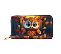 JDFHGNU Cartone animato gufo modello, portafoglio da donna, pochette lunga, portafoglio porta carte di credito, portamonete da viaggio, nero, taglia unica, Nero , Taglia unica