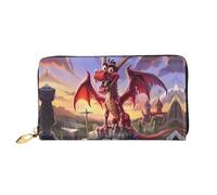 JDFHGNU Cartone animato Red Dragon Pattern, portafoglio da donna, portafoglio lungo pochette, portafoglio porta carte di credito, portamonete da viaggio, nero, taglia unica, Nero , Taglia unica