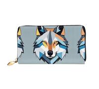 JDFHGNU Cartone animato testa di lupo modello, portafoglio da donna, portafoglio lungo pochette, portafoglio porta carte di credito, portamonete da viaggio, nero, taglia unica, Nero , Taglia unica