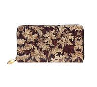 JDFHGNU Grande motivo a foglia, portafoglio da donna, portafoglio lungo pochette, portafoglio porta carte di credito, portamonete da viaggio, nero, taglia unica, Nero , Taglia unica