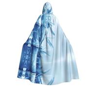 JDFHGNU Mantello con cappuccio unisex per adulti, mantello da strega di Halloween, mantello per feste di Natale, con motivi in bambù blu