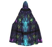 JDFHGNU Mantello con cappuccio unisex per adulti, mantello da strega di Halloween, mantello per feste di Natale, mantello misterioso con foresta magica