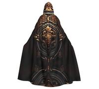 JDFHGNU Mantello con cappuccio unisex per adulti, mantello da strega di Halloween, mantello per feste di Natale, mantello in rame, motivo diavolo in rilievo