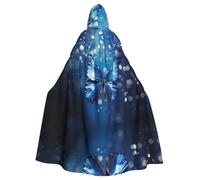 JDFHGNU Mantello con cappuccio unisex per adulti, mantello da strega di Halloween, mantello per feste di Natale, mantello con farfalla blu nell'acqua