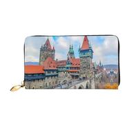 JDFHGNU Modello antico castello, portafoglio da donna, portafoglio lungo pochette, portafoglio porta carte di credito, portamonete da viaggio, nero, taglia unica, Nero , Taglia unica