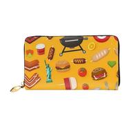 JDFHGNU Modello barbecue picnic, portafoglio da donna, portafoglio lungo pochette, portafoglio porta carte di credito, portamonete da viaggio, nero, taglia unica, Nero , Taglia unica