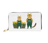 JDFHGNU Modello di consegna del fiore del gatto, portafoglio da donna, portafoglio lungo pochette, portafoglio porta carte di credito, portamonete da viaggio, nero, taglia unica, Nero , Taglia unica