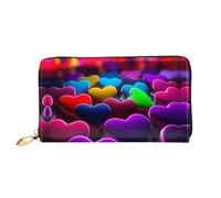 JDFHGNU Motivo a cuori colorati, portafoglio da donna, portafoglio lungo pochette, portafoglio porta carte di credito, portamonete da viaggio, nero, taglia unica, Nero , Taglia unica