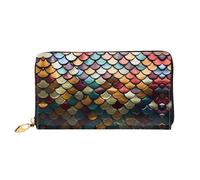 JDFHGNU Motivo a squame colorate, portafoglio da donna, portafoglio lungo pochette, portafoglio porta carte di credito, portamonete da viaggio, nero, taglia unica, Nero , Taglia unica