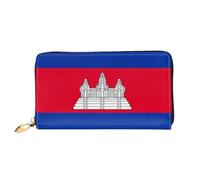 JDFHGNU Motivo bandiera cambogiana, portafoglio da donna, portafoglio lungo, portafoglio porta carte di credito, portamonete da viaggio, nero, taglia unica, Nero , Taglia unica