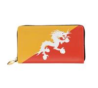 JDFHGNU Motivo bandiera del Bhutanese, portafoglio da donna, portafoglio lungo, portafoglio porta carte di credito, portamonete da viaggio, nero, taglia unica, Nero , Taglia unica
