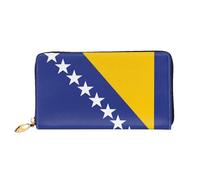 JDFHGNU Motivo bandiera della Bosnia ed Erzegovina, portafoglio da donna, portafoglio lungo, portafoglio porta carte di credito, portamonete da viaggio, nero, taglia unica, Nero , Taglia unica