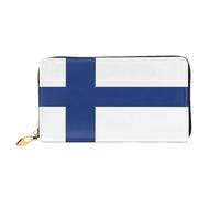JDFHGNU Motivo bandiera finlandese, portafoglio da donna, portafoglio lungo pochette, portafoglio porta carte di credito, portamonete da viaggio, nero, taglia unica, Nero , Taglia unica