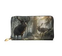 JDFHGNU Motivo cervo sotto albero, portafoglio da donna, portafoglio lungo pochette, portafoglio porta carte di credito, portamonete da viaggio, nero, taglia unica, Nero , Taglia unica