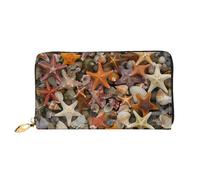 JDFHGNU Motivo conchiglie da spiaggia, portafoglio da donna, portafoglio lungo pochette, portafoglio porta carte di credito, portamonete da viaggio, nero, taglia unica, Nero , Taglia unica