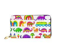 JDFHGNU Motivo dinosauro colorato, portafoglio da donna, portafoglio lungo, portafoglio porta carte di credito, portamonete da viaggio, nero, taglia unica, Nero , Taglia unica