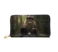 JDFHGNU Motivo divinazione gatto, portafoglio da donna, portafoglio lungo pochette, portafoglio porta carte di credito, portamonete da viaggio, nero, taglia unica, Nero , Taglia unica