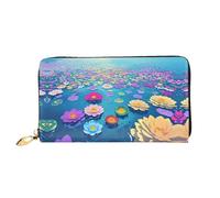 JDFHGNU Motivo floreale colorato, portafoglio da donna, portafoglio lungo, portafoglio porta carte di credito, portamonete da viaggio, nero, taglia unica, Nero , Taglia unica