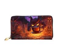 JDFHGNU Motivo gufo caffè, portafoglio da donna, portafoglio lungo pochette, portafoglio porta carte di credito, portamonete da viaggio, nero, taglia unica, Nero , Taglia unica