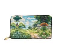 JDFHGNU Motivo percorso di campagna, portafoglio da donna, portafoglio lungo pochette, portafoglio porta carte di credito, portamonete da viaggio, nero, taglia unica, Nero , Taglia unica