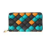 JDFHGNU Motivo quadrato colorato, portafoglio da donna, portafoglio lungo pochette, portafoglio porta carte di credito, portamonete da viaggio, nero, taglia unica, Nero , Taglia unica