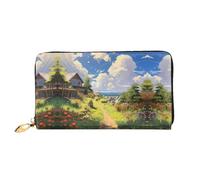 JDFHGNU Motivo villaggio di campagna, portafoglio da donna, portafoglio lungo pochette, portafoglio porta carte di credito, portamonete da viaggio, nero, taglia unica, Nero , Taglia unica