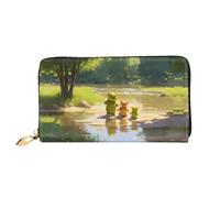 JDFHGNU Orso che gioca con il motivo dell'acqua, portafoglio da donna, portafoglio lungo, portafoglio porta carte di credito, portamonete da viaggio, nero, taglia unica, Nero , Taglia unica