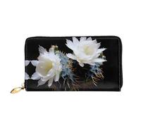 JDFHGNU Portafoglio da donna, con motivo a fiori di cactus, portafoglio lungo, porta carte di credito, portamonete da viaggio, nero, taglia unica, Nero , Taglia unica