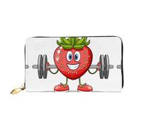 JDFHGNU Portafoglio da donna con motivo a fragole, portafoglio lungo pochette, portafoglio porta carte di credito, portamonete da viaggio, nero, taglia unica, Nero , Taglia unica