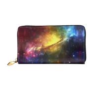 JDFHGNU Portafoglio da donna con motivo a stelle colorate, portafoglio lungo, porta carte di credito, portamonete da viaggio, nero, taglia unica, Nero , Taglia unica