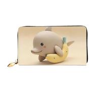 JDFHGNU Portafoglio da donna, con motivo banana e delfino, portafoglio lungo, porta carte di credito, portamonete da viaggio, nero, taglia unica, Nero , Taglia unica