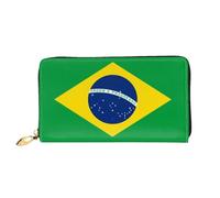 JDFHGNU Portafoglio da donna, con motivo bandiera brasiliana, portafoglio lungo, porta carte di credito, portamonete da viaggio, nero, taglia unica, Nero , Taglia unica