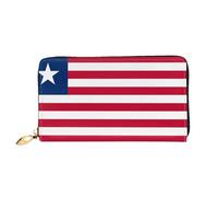 JDFHGNU Portafoglio da donna, con motivo bandiera della Liberia, portafoglio lungo, porta carte di credito, portamonete da viaggio, nero, taglia unica, Nero , Taglia unica