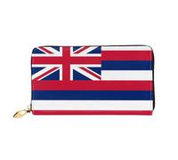 JDFHGNU Portafoglio da donna, con motivo con bandiera delle Hawaii, portafoglio lungo, porta carte di credito, portamonete da viaggio, nero, taglia unica, Nero , Taglia unica