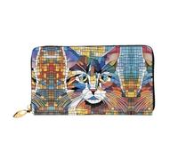 JDFHGNU Portafoglio da donna con motivo con gatti colorati, portafoglio lungo, porta carte di credito, portamonete da viaggio, nero, taglia unica, Nero , Taglia unica
