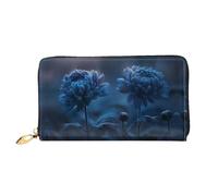 JDFHGNU Portafoglio da donna con motivo crisantemo blu, portafoglio lungo, porta carte di credito, portamonete da viaggio, nero, taglia unica, Nero , Taglia unica