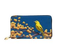 JDFHGNU Portafoglio da donna, con motivo uccellino giallo, portafoglio lungo, porta carte di credito, portamonete da viaggio, nero, taglia unica, Nero , Taglia unica
